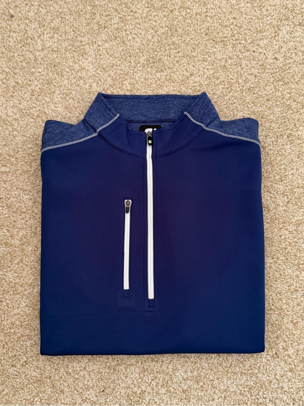 Foot Joy Golf Vest Mens L in Navy Blue 1/4 Zip Outdoor 1/2 Zip Performance Knit